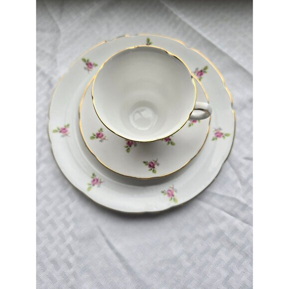 VTG Royal Kent Bone China Rosebuds Teacup Saucer Plate Staffordshire England - Picture 2 of 10